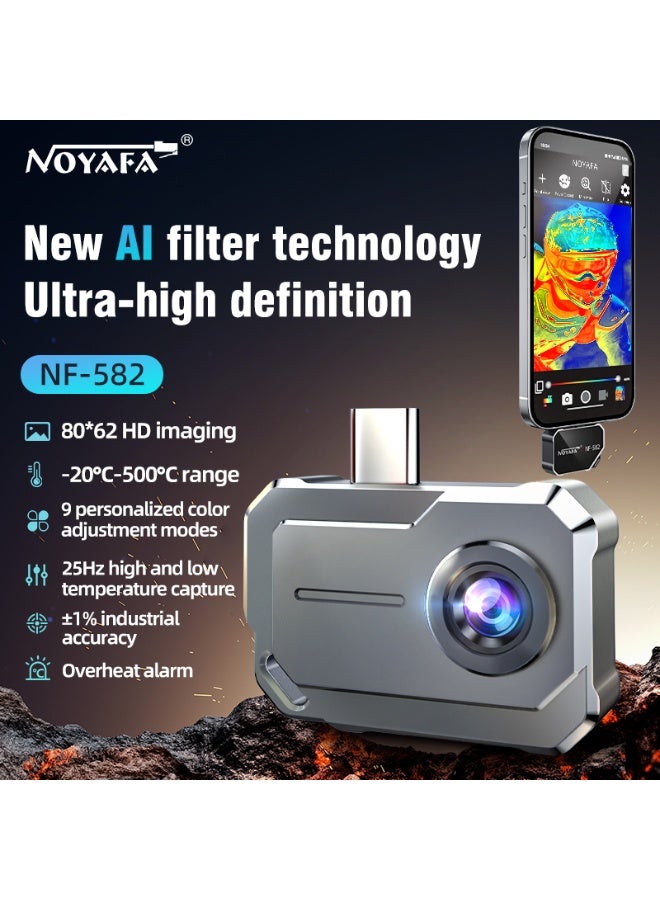 NOYAFA HD Mobile Thermal Imager for Android, USB-C Infrared Camera: AI- Filtered, with Advanced Tracking, Customized Colors, and Smart App for Water Leak Detection HVAC Electrical Plumbing, Automotive Repair - Image 1
